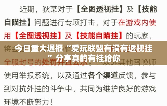 今日重大通报“爱玩联盟有没有透视挂”分享真的有挂给你