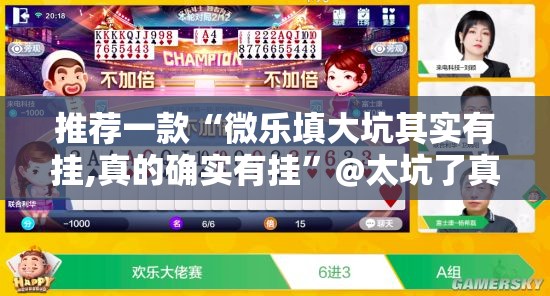 推荐一款“微乐填大坑其实有挂,真的确实有挂”@太坑了真的有挂