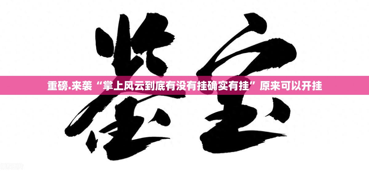 重磅.来袭“掌上风云到底有没有挂确实有挂”原来可以开挂