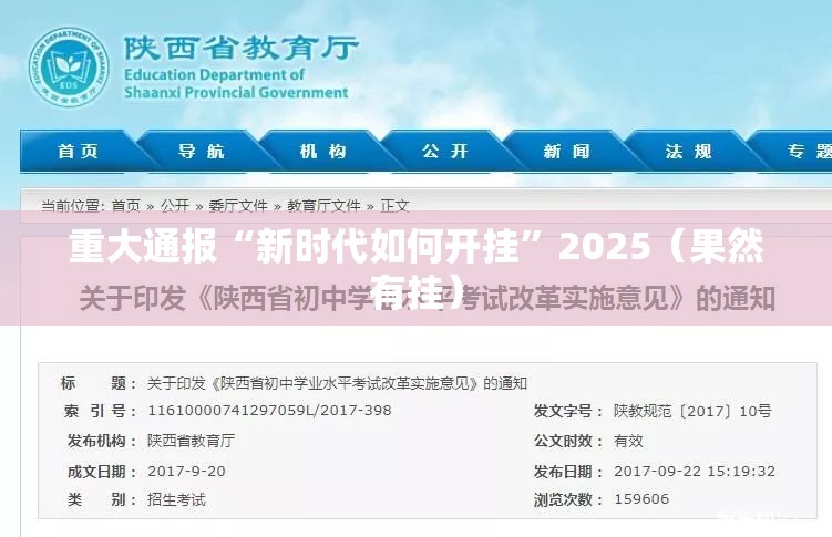 重大通报“新时代如何开挂”2025（果然有挂）