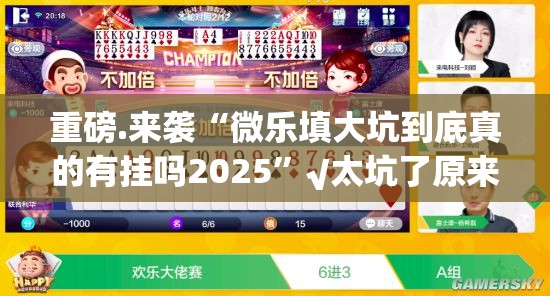 重磅.来袭“微乐填大坑到底真的有挂吗2025”√太坑了原来有挂