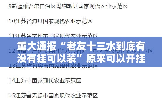 重大通报“老友十三水到底有没有挂可以装”原来可以开挂