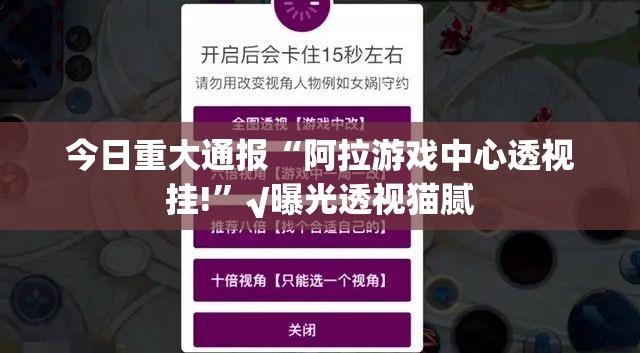 今日重大通报“阿拉游戏中心透视挂!”√曝光透视猫腻