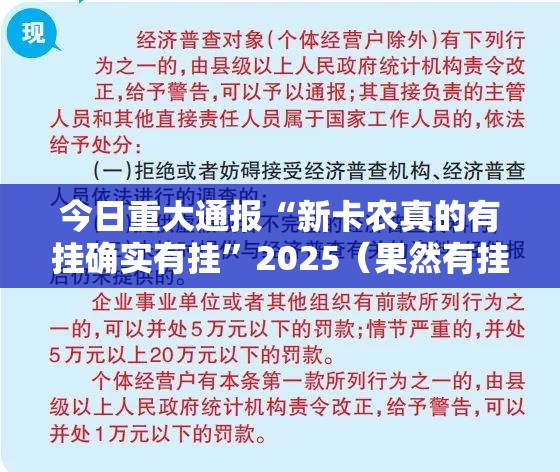 今日重大通报“新卡农真的有挂确实有挂”2025（果然有挂）