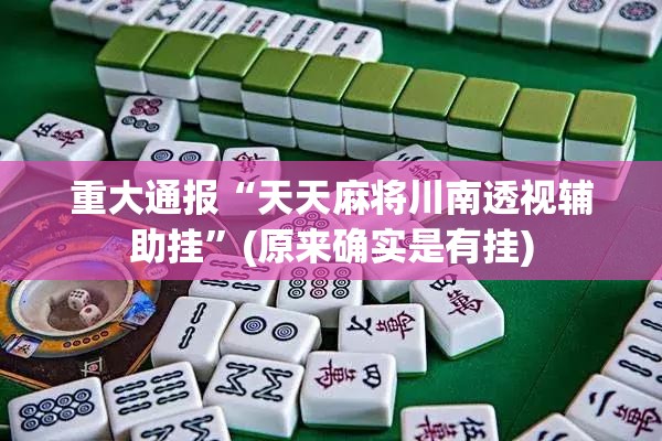 重大通报“天天麻将川南透视辅助挂”(原来确实是有挂)
