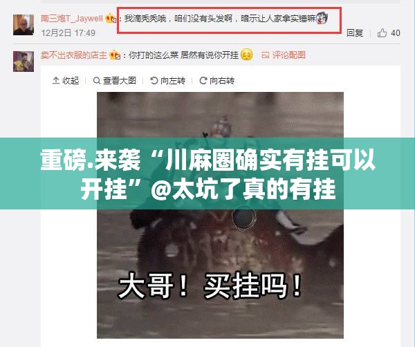 重磅.来袭“川麻圈确实有挂可以开挂”@太坑了真的有挂