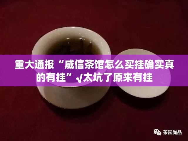 重大通报“威信茶馆怎么买挂确实真的有挂”√太坑了原来有挂