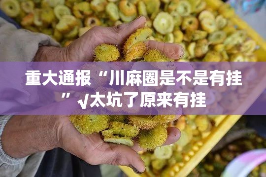 重大通报“川麻圈是不是有挂”√太坑了原来有挂