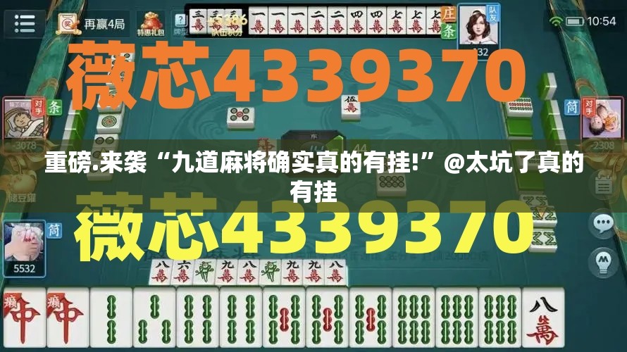 重磅.来袭“九道麻将确实真的有挂!”@太坑了真的有挂