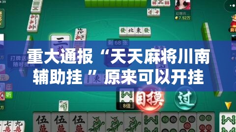 重大通报“天天麻将川南辅助挂 ”原来可以开挂