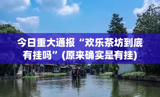 今日重大通报“欢乐茶坊到底有挂吗”(原来确实是有挂)