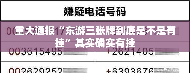 重大通报“东游三张牌到底是不是有挂”其实确实有挂