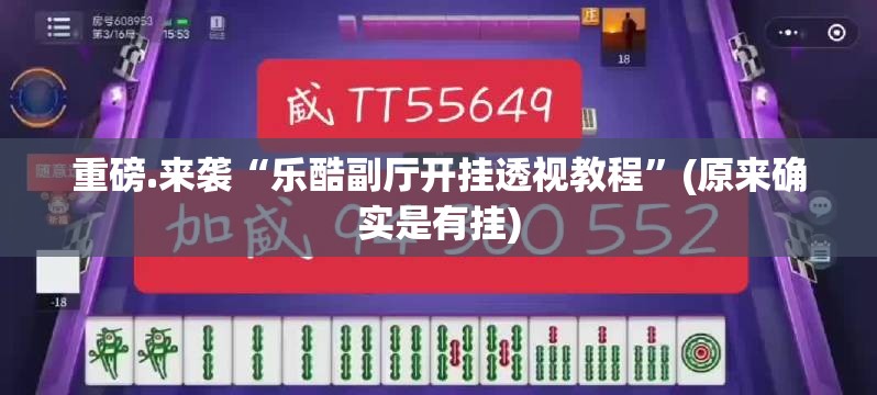 重磅.来袭“乐酷副厅开挂透视教程”(原来确实是有挂)