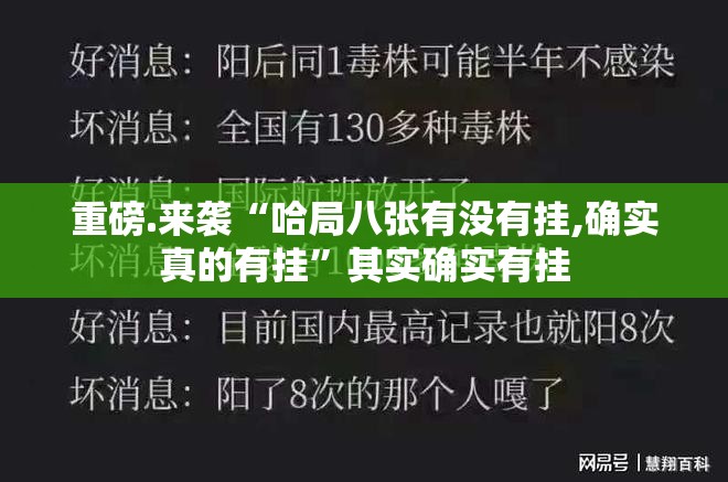 重磅.来袭“哈局八张有没有挂,确实真的有挂”其实确实有挂