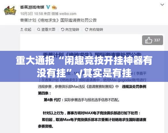 重大通报“闲趣竞技开挂神器有没有挂”√其实是有挂