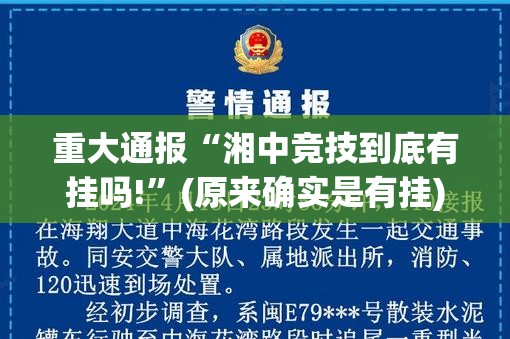 重大通报“湘中竞技到底有挂吗!”(原来确实是有挂)