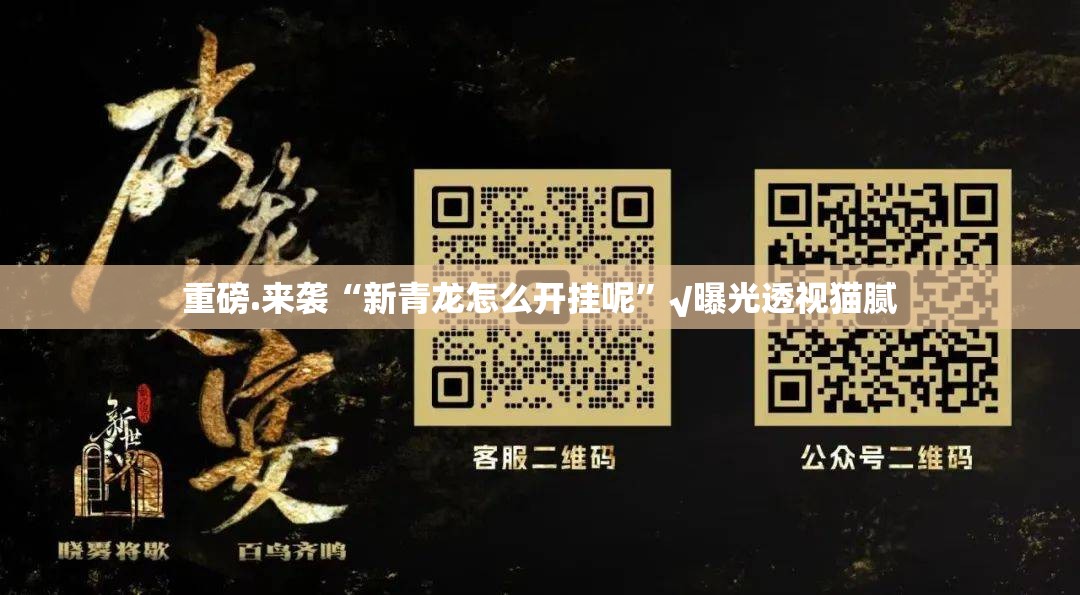 重磅.来袭“新青龙怎么开挂呢”√曝光透视猫腻