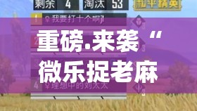 重磅.来袭“微乐捉老麻子真的有挂，确实有挂”√曝光透视猫腻