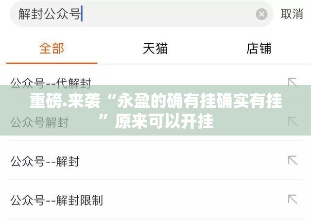 重磅.来袭“永盈的确有挂确实有挂”原来可以开挂