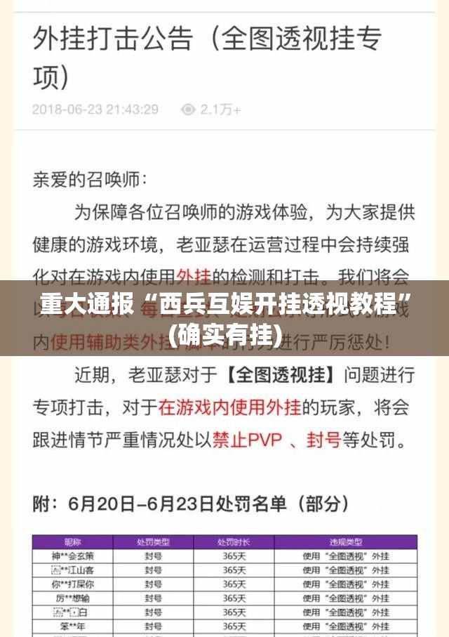 重大通报“西兵互娱开挂透视教程”(确实有挂)