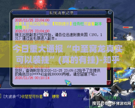 今日重大通报“中至窝龙真实可以装挂”(真的有挂)-知乎
