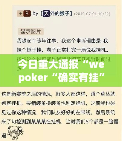 今日重大通报“wepoker“确实有挂”果然有挂”其实有挂-知乎