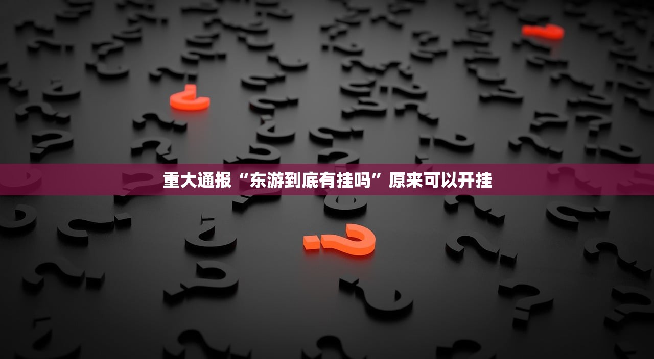 重大通报“东游到底有挂吗”原来可以开挂