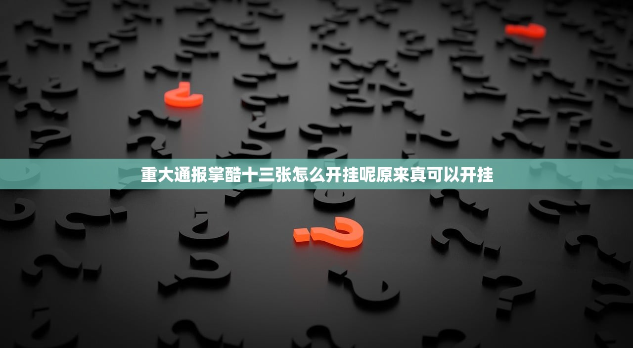 重大通报掌酷十三张怎么开挂呢原来真可以开挂